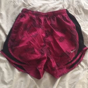 Purple and black nike dri-fit athletic shorts